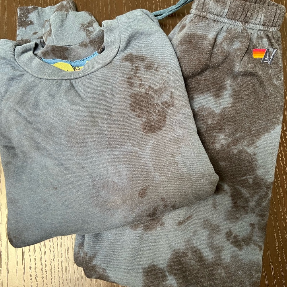 Aviator Nation HAND DYED RELAXED CREW SWEATSHIRT and SWEATPANT- BLUE/BLACK